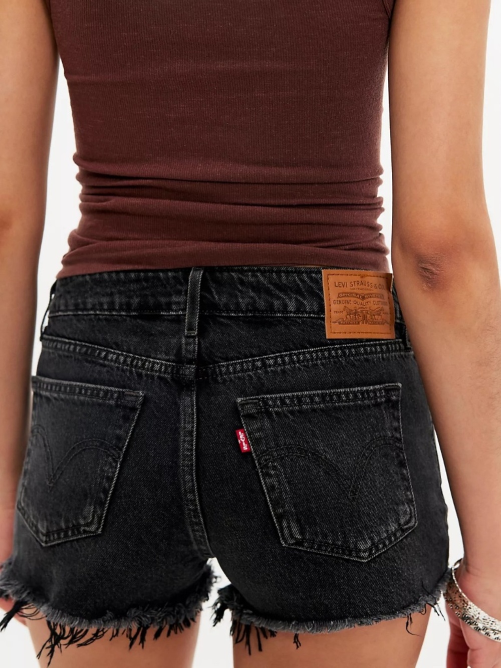 Levi's Black High Waist Button Fly Distressed Cutoff Denim Shorts